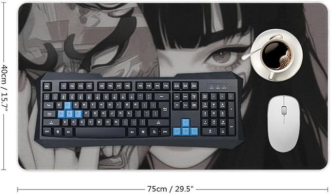 Large Mouse Pad Gaming Mousepad Female Samurai Anime Girl Cool Retro Japanese Big Computer Desk Mat Desk Pad for Keyboard and Mouse Mat Non-Slip Base 40X75cm, Style
