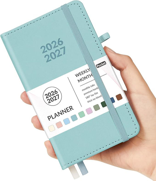 Forvencer Pocket Planner 2026-2027, Weekly Monthly Planners for Purse, 3.5" x 6", July 2026-June 2027, Cute Small Daily Academic Calendar, Elastic Band, Hardcover Agenda for Women, Teacher