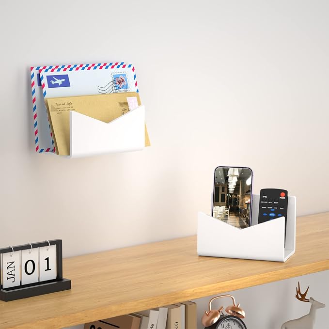 Richboom Acrylic Mail Holder, Envelope Holder for Desk Countertop Letter Holder for Home Office School (1 Section White)