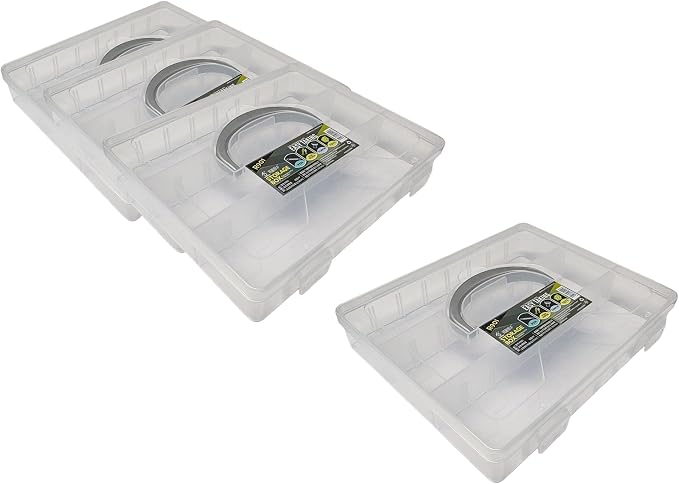 4-Pack PP Plastic Pencil Boxes with Handles, For storage of office supplies, art pencils, stationery, and small parts.