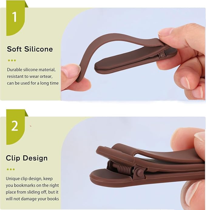 3Pcs Automatic Bookmark Book Marks for Reading Women, Kids & Men, Unique & Cute Silicone Bookmarks with Page Holder