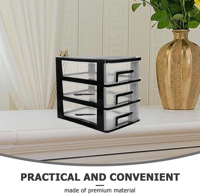 balacoo 3-Layer Transparent Drawer Storage Cabinet Portable Plastic Organizer for Desk Office and Home Multi-Functional Closet Storage Box 8.30X7.55X5.98In