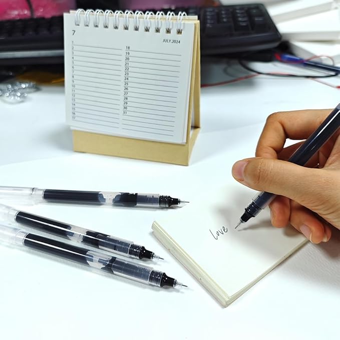 Black Pens for School Back to School Pens Liquid Ink Rollerball Pen Black Fine Tip Pen 12 PCS Extra Fine Point Writing Pencils Pack of Pencil Black Ink 0.5 Mm Left Handed