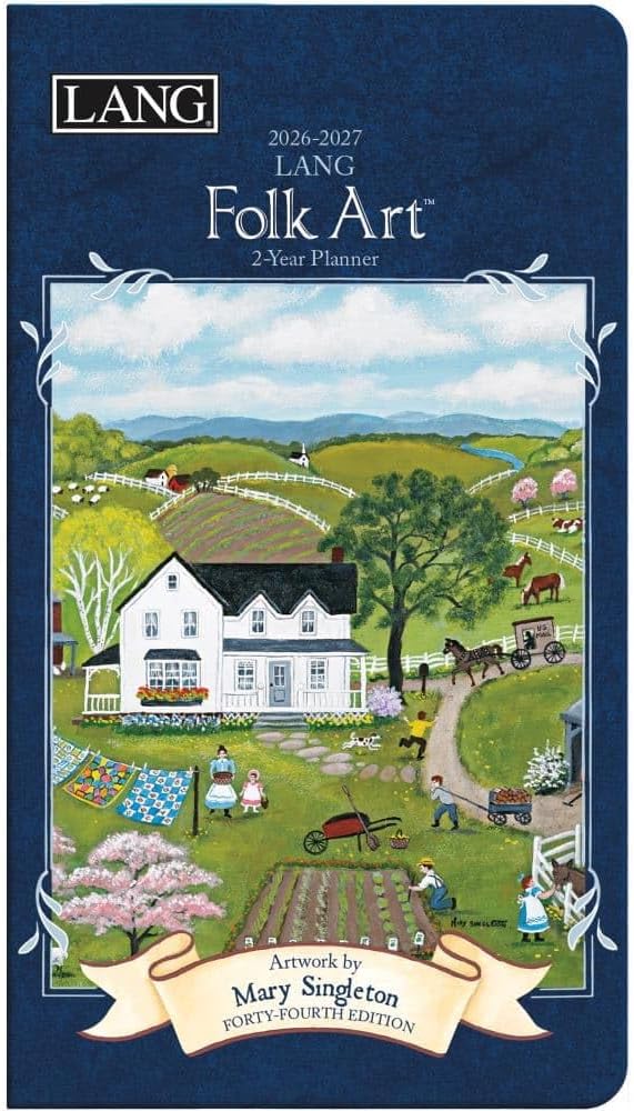 Lang, Lang Folk Art 2 Year 2026 Pocket Planner, 3.63'' X 6.5'', Weekly Calendar with Stapled Binding