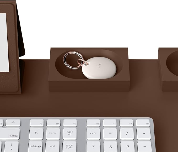 elago Smart Magnetic Desk Mat Pencil Tray – Soft Silicone Organizer for Office Supplies, AirPods, Glasses, Pens – Noise-Free, Non-Slip, Washable, Item for Desk Management [Small] (Brown)