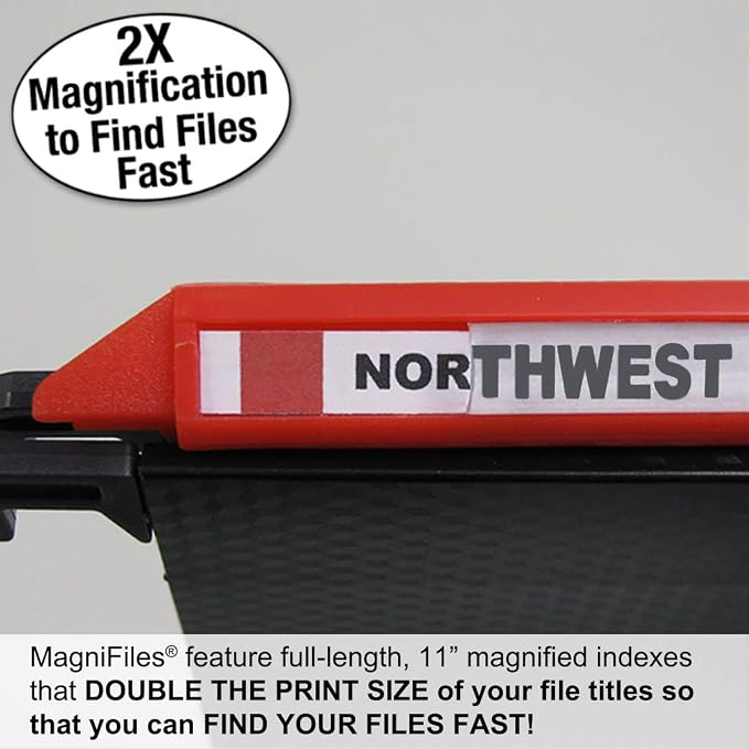 Ultimate Office MagniFile Hanging File Folders V Base Letter Size with 11 inch Magnified Indexes that Double The Size of Your File Titles to Find Files Fast. (Set of 20 Assorted)