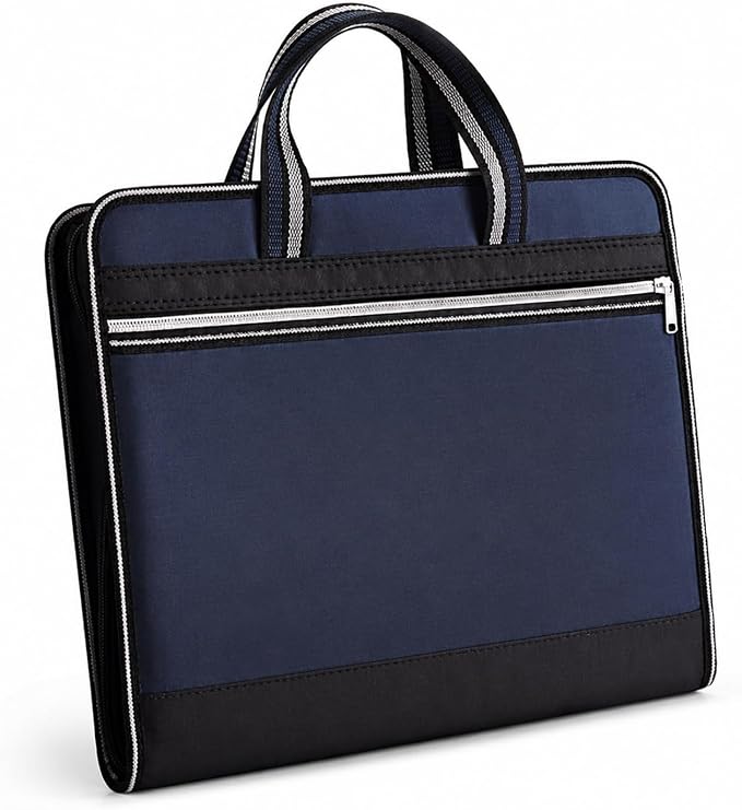 Canvas Expanding Files Organizer, Waterproof Accordion File Organizer with Color Labels,13 Pockets File Folders with Handle,Business Document Bag Briefcase Waterproof Fabric(Prussian Blue)