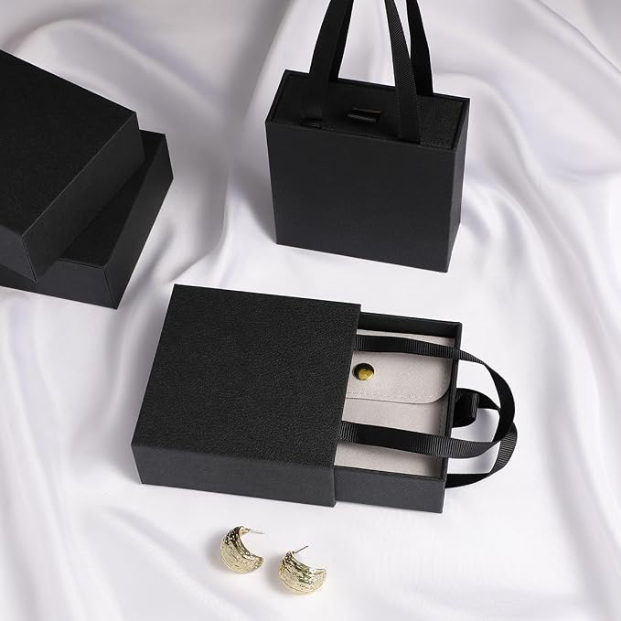 40 pcs paper boxes 9 x 9 x 3.5 cm, black luxury gift storage, jewelry gift storage box for earrings necklaces bracelets rings