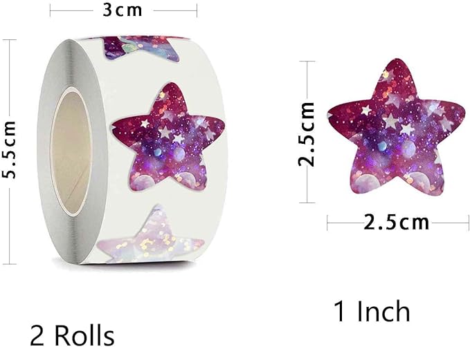 Small Star Stickers 1000Pcs Star Stickers 1" Diameter for Reward, Arts Supplies Planner (Purple 1000pcs)