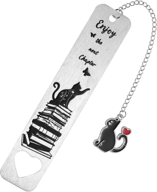 Cat Bookmark, Zinc Alloy Cute Kitten Themed Book Marker with Kitten Pendent for Reading Women Men Bookish Gifts Funny Animals Bookmark for Cat Lovers (Book Butterfly Hollow Style)