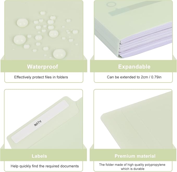 EOOUT 30 Pack Manila File Folders Letter Size, 1/3 Cut Tab Plastic Folders for 8.5 x 11 Paper, 6 Pastel Colors, Includes 40 Erasable Labels, Heavy Duty School Office Organization Supplies