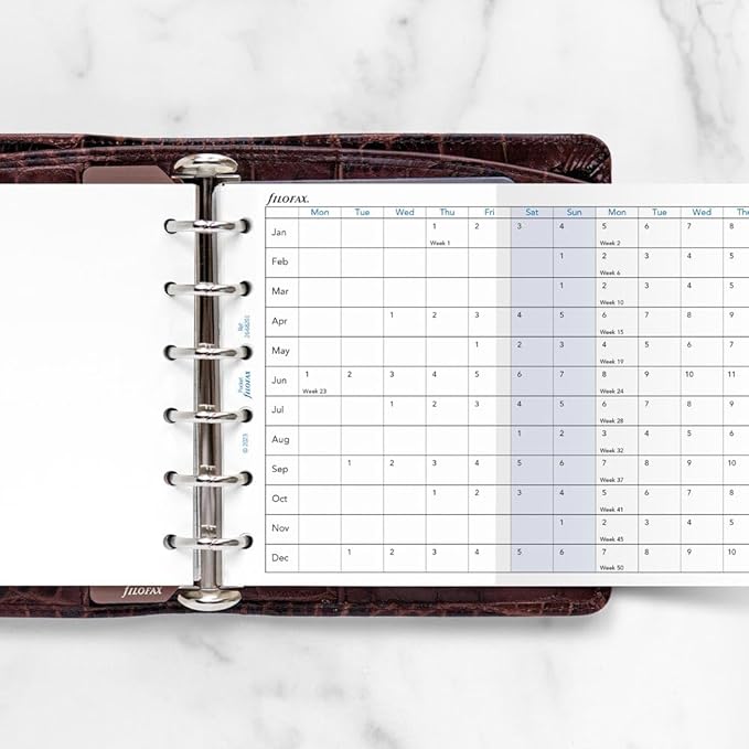 Filofax Calendar Diary Refill, Pocket Size, Horizontal Year Planner, White Paper, English, 2026 (C68201-26)