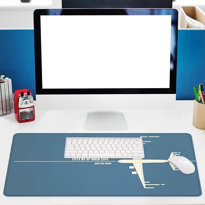 Inspirational Words Desk Pad Mouse Pad Minimalist Airplane Mousepad XL Large Gaming Mousepad Laptop Keyboard Mat Desk Pad Office Computer Keyboard Laptop Home 31.5"x11.8"