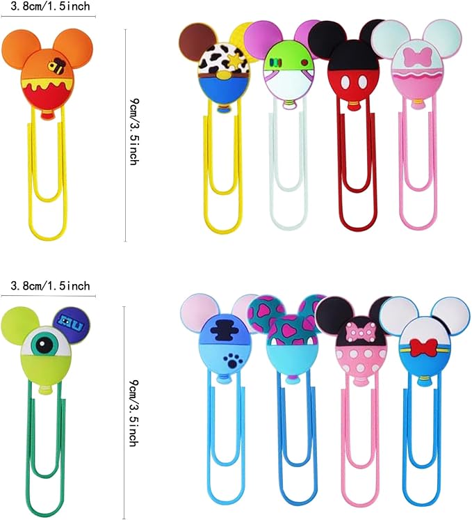 10 pcs Cute Paper Clips Colorful Office Supplies Gifts for Teacher & Students Bookmark Clamp Desk Accessories Stationery for School Book File Page Marker Clip for Women Kids Adult Children