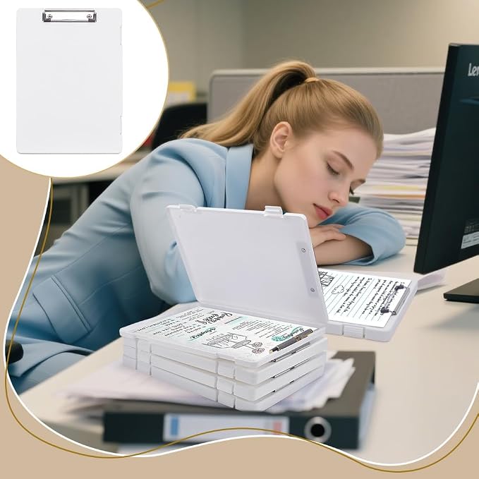 FINGERINSPIRE 5Pcs Clipboard with Storage 9.06x12.6 inch Plastic Clipboard with Metal Clip Teacher Clipboards with Side-Opening Design High Capacity Clip Boards for Office Hospital Use