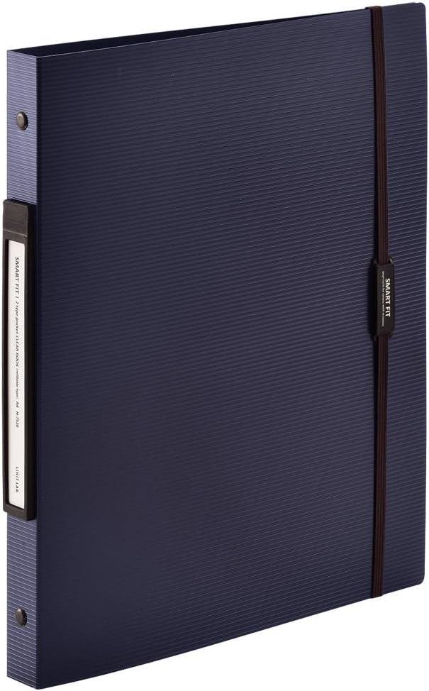 Lihit Lab N7520-11 File Clear Book, A4, 30 Holes, Interchangeable, 2 Type Pockets, Navy