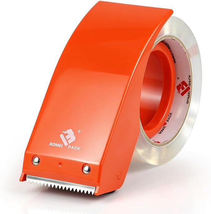 BOMEI PACK Heavy Duty Packing Tape with Dispenser 1.88'' x 66 YDs, Clear Box Tape for Packaging Shipping Moving Storage and Mailing, Strong Package Tape 1 Rolls + 1 Dispenser