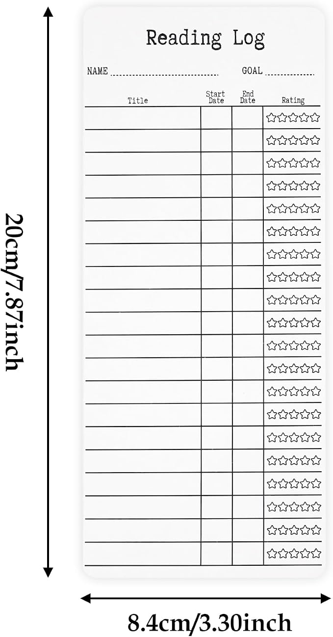 Mabor 12Pcs Reading List Bookmark Fun Library Cards Blank Reading Journal Bookmark Book Read Accessories for Book Lovers Read Chart for Students Adults