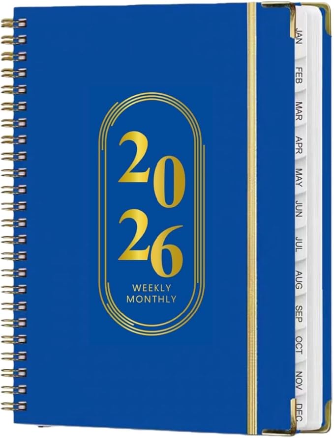 Planner 2026 Men & Women,Monthly and Weekly Agenda Calendar Planner,Jan 2026 to Dec 2026,A5 (6.3" x 8.5"),Hardcover Spiral Daily Planning Book with Tabs,for Office Home School,Dark Blue