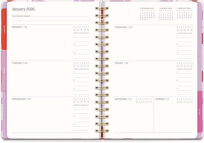 Orange Circle Studio Academic Planner 2026, Cherry Sweet, Tri-Tab Planners, 17-Month Triple-Section Weekly Monthly Planner Calendar for School or Work, Includes 96 Full Color Stickers, Note Pages