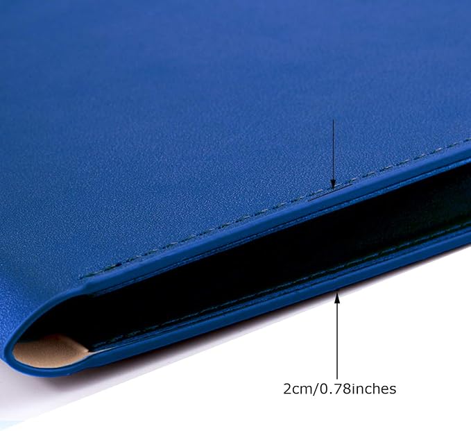 PU A4 Leather File Folder Document Holder Folder Stylish Portfolio Envelope Case with Strap and Invisible Magnetic Closure (Blue)