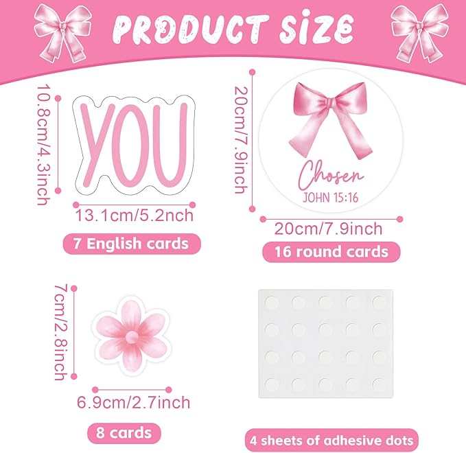 Christian Bulletin Board Decorations Inspirational Bulletin Board Set Pink Bow God Says You are Religious Classroom Wall Decor VBS Motivational Cutouts for Sunday School Home Church Supplies