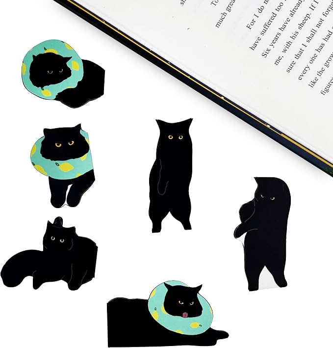 SONAME 18 Pieces Magnetic Bookmarks - Cute Cat Page Markers for Book Lovers,Book Markers Clip for Student Teacher Reading (ABC)