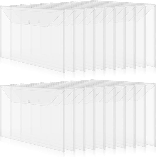 20 Pcs 11 x 17 inch A3 Document Folder Organizers Clear Large Plastic Envelopes Document File Storage Holder with Snap for Office Home