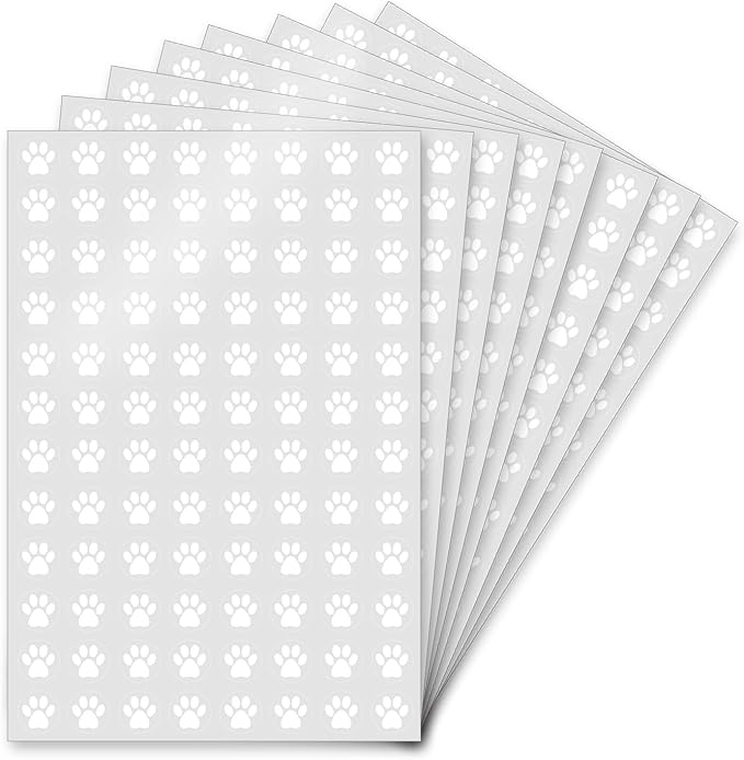 0.5 Inch White Paw Print Stickers,Self Adhesive for Scrapbooking/Kid DIY Arts Crafts/Reward Decals Teachers Sticker