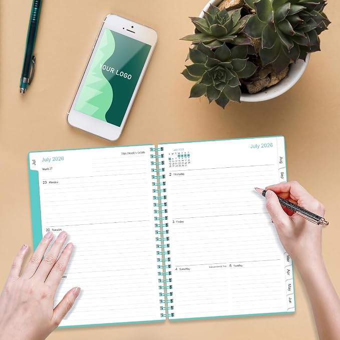 2026-2027 Planner - A5 Weekly & Monthly Planner Spiral Bound, July 2026 - June 2027, with Flexible Cover, Tabs, Inner Pocket, 6.4" x 8.5", Teal
