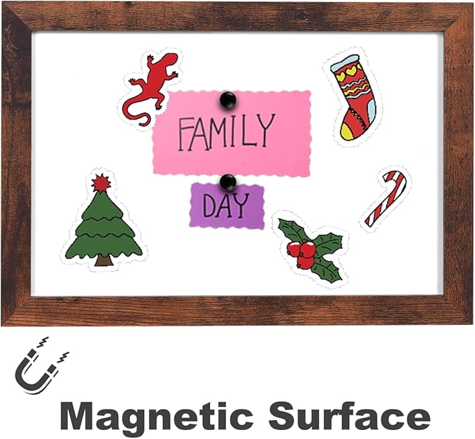 TORASO Dry Erase White Board, Magnetic Whiteboard for Wall, Office/School/Home,8.7"x 12.6",Hanging Board for Decoration/Planning/Kitchen Grocery List/Drawing/Memo, Walnut Wood Frame, (BB-BN-2232)
