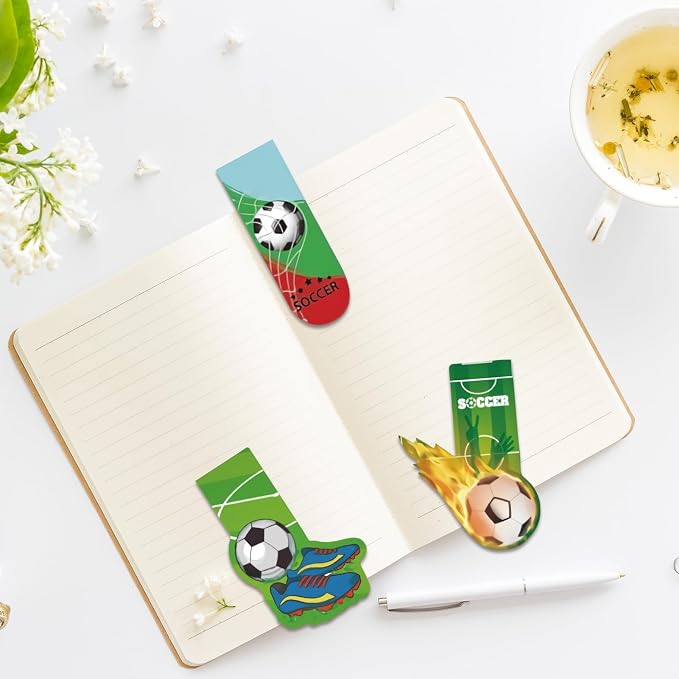 30 Pcs Soccer Bookmarks for Kids Sports Theme Funny Bookmark Cartoon Bookmark for School Office Students Teens Book Reading Lovers Classroom Favors