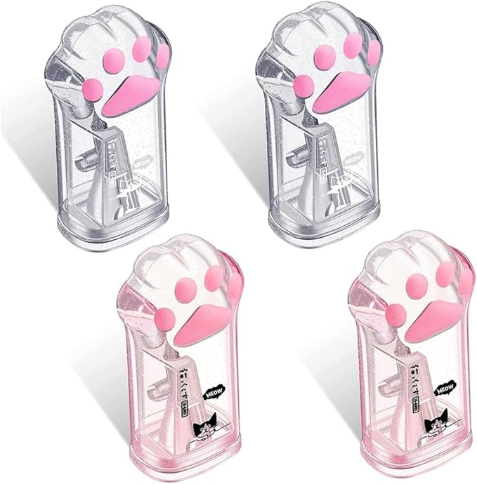 4Pcs Pink and Grey Manual Pencils Sharpeners Cat Claw Pencil Sharpener Stationery with Lid for Office Home Supplies Pencil Sharpeners,Writing and Correction Supplies