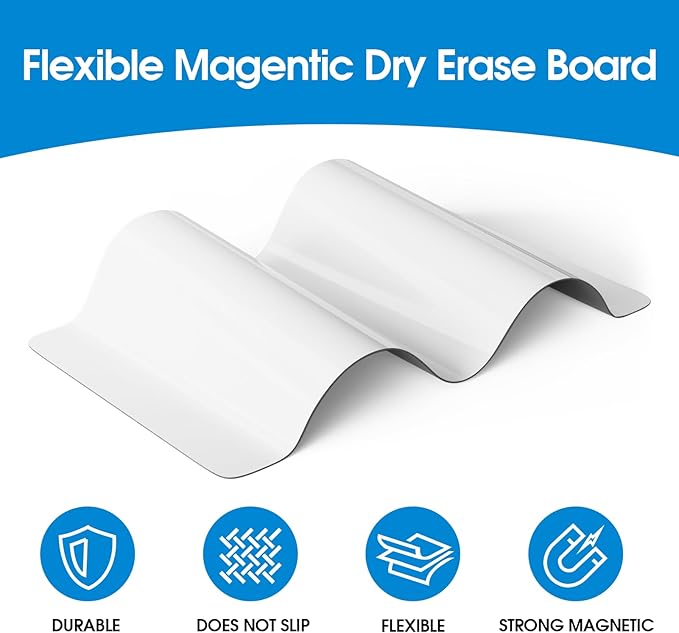 MaxGear 5 Pack Magnetic Whiteboard Sheets for Fridge, 12"x 8" Small Refrigerator Dry Erase Board for Kitchen Organizer and Planner, Smooth and Reusable, Includes 5 Markers, 5 Magnets and 1 Eraser