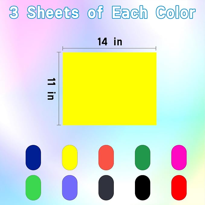 pmybupo Colored Poster Board 30 Sheets 11x14 Inch 10 Assorted Colors for Art Display Board,Classroom Use,School Craft Project,Presentation Drawing