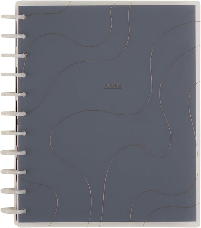 Happy Planner Disc-Bound Academic Planner July 2025 - June 2026 Daily, Weekly and Monthly - 3 Bonus Months, Big Size, 8.5” x 11”, Horizontal Layout, Onyx & Sand