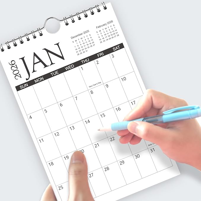 Mini Calendar 2026, 6'' x 9'' Small Calendar Runs from January 2026 unitl June 2027, Little Notepad Calendar for Wall, Desk, Bulletin Board or Fridge
