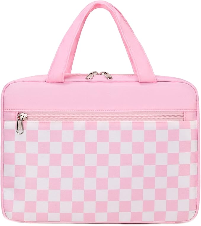 Octsky Bible Cover Case for Women Girls for Medium and Large Bibles, Checkered Pink