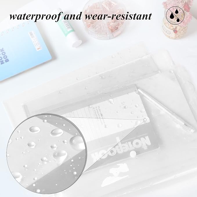 Toplive File Folders,12 Packs Plastic Envelopes Clear A4 Letter Size Waterproof Poly Envelopes Folders with Snap Closure for Office School Supplie