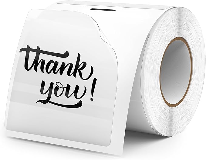 Transparent Thermal Labels 3 × 3 Inch Self Adhesive Printer Clear Stickers Vinyl Waterproof Roll Decals Rectangle Name Tag for Address Design DIY Logo Business 200 PCS