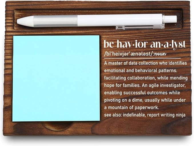 Wooden Sticky Note Holder for Behavioral Analysts, Motivational Desk Decor, Professional Gift for Analysts, 16.5 x 12 x 1.5 cm,LQQ17