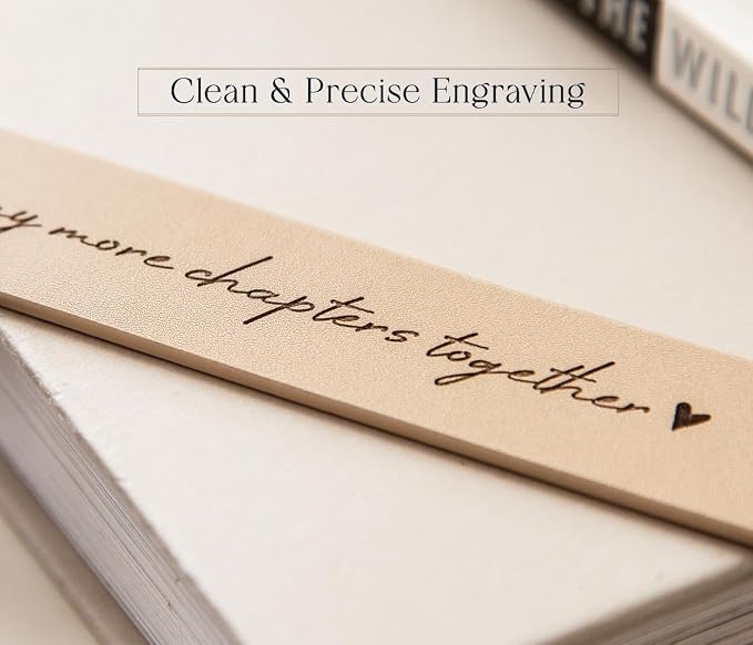 Engraved Leather Bookmark in Cream - to Many More Chapters Together, Romantic Gift for Book Lovers on Anniversary, Wedding Favor