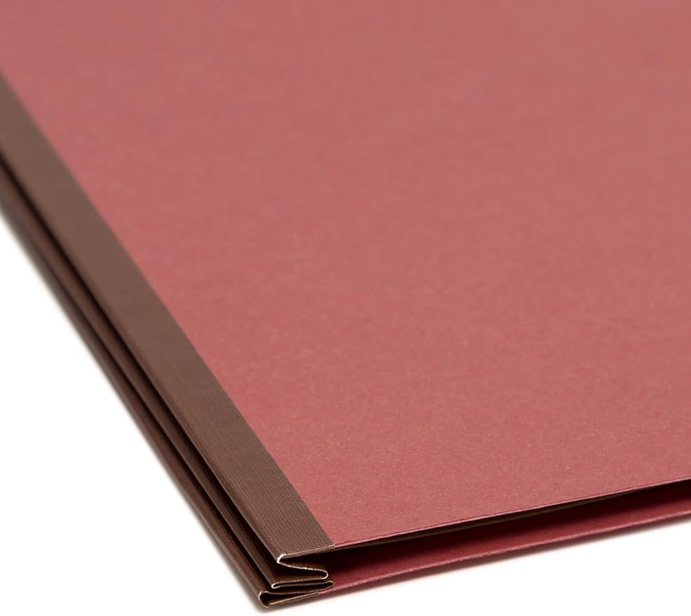 Smead Value Filing 100% Recycled Pressboard Classification File Folder, 1 Divider, 2" Expansion, Legal Size, Red, 10 per Box