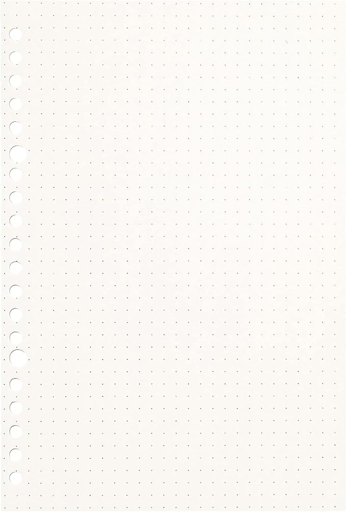 Zelten Loose Leaf Punched Paper Refills Paper for Personal Organizer Diary Notebook Refillable Planner (Dotted, A5/20 Hole)