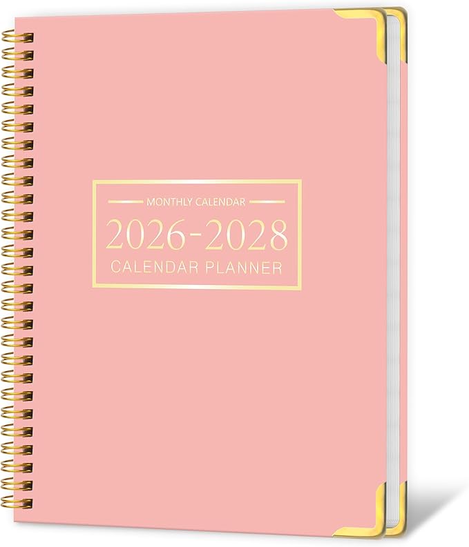 2026-2028 Monthly Planner - 3 Year Monthly Planner 2026-2028, Jan. 2026 - Dec. 2028, 8.5" x 11", 36 Months Calendar Planner with Spiral Bound, Notes Pages, Perfect for School & Office for Women & Men - Pink