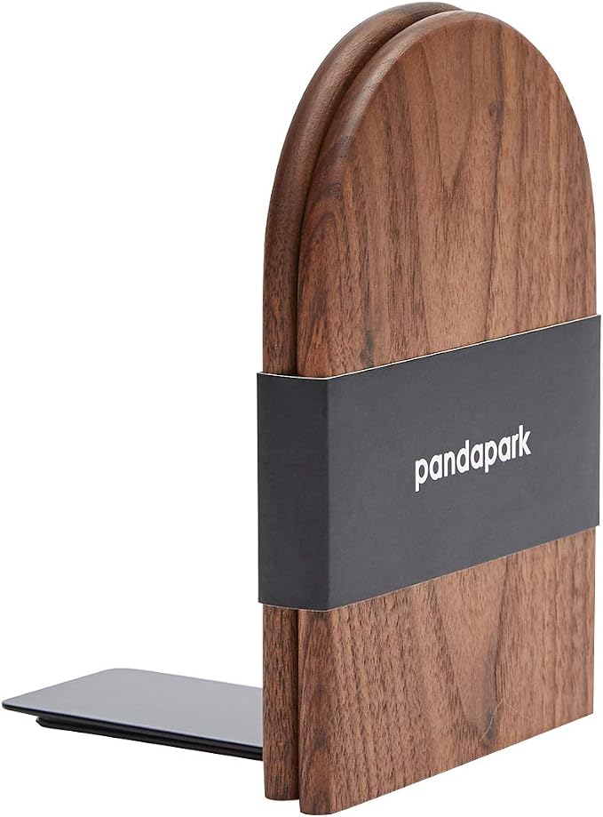 Pandapark Wood Bookends,Non-Skid Bookend for Shelves,Heavy Duty Bookends,Book Stand for Books/CDs,1 Pair