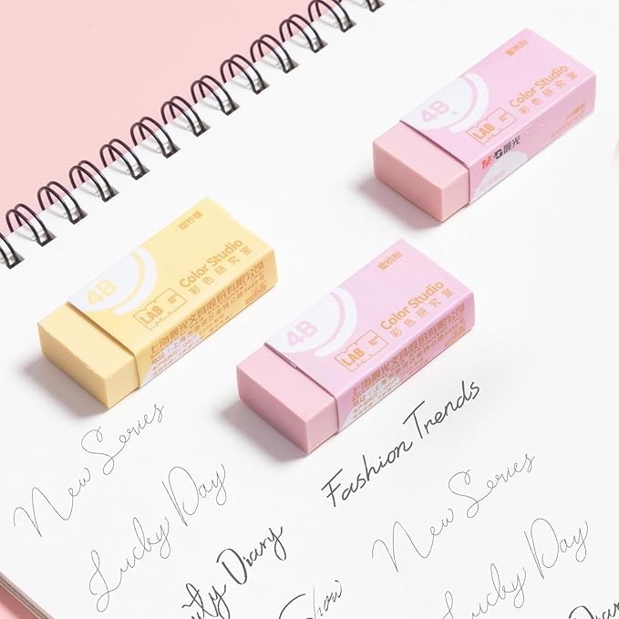 M&G 6 Pcs Pencil Erasers, Assort Color Rectangular Erasers, Writing Erasers for School Office, Art Erasers for Drawing (Macarons)