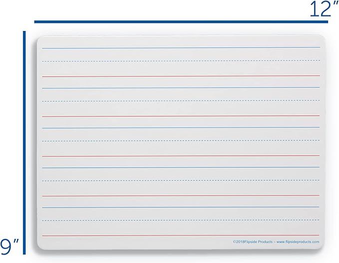 Flipside Products 9" x 12" Magnetic Lined Two-Sided Dry Erase White Boards, Class Pack, Double Sided Lapboard for Class, Reusable for Group Participation, 24 Pack