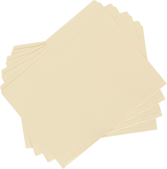 Amazon Basics Manila File Folders, Letter Size, 1/2 Tab in Left and Right Positions, 8.5" x 11", 36 Count (Pack of 10)