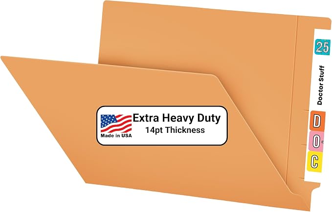 Goldenrod File Folders, Doctor Stuff, Letter Size Reinforced End Tab Folder, 14 pt Stock, Box of 50